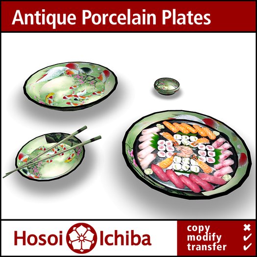 Second Life Marketplace Discount Antique Japanese Sushi Plates